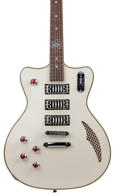 Eastwood Guitars Bill Nelson Astroluxe Cadet Vintage Cream and Fiesta Red LH #color_vintage-cream-and-fiesta-red