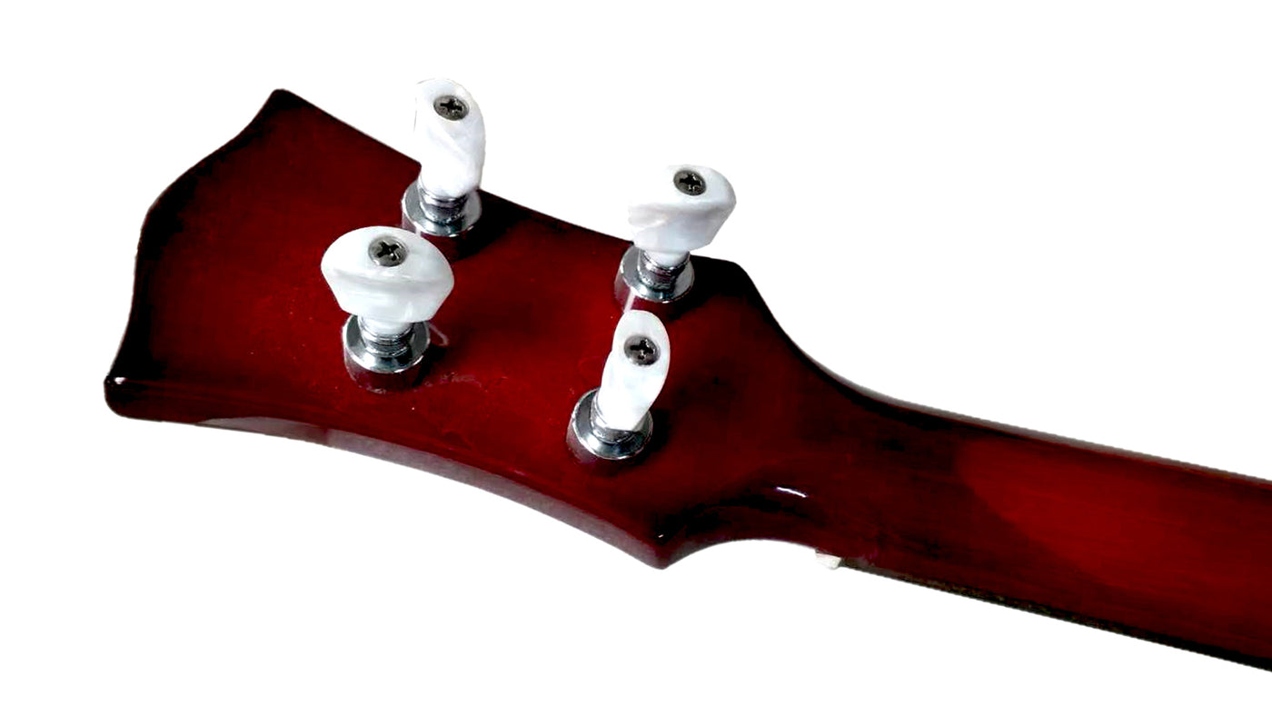 Eastwood Guitars EB 1 Bass LH Natural Mahogany Stain Head Back #color_natural-mahogany-stain
